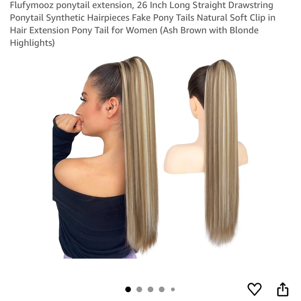 Ash Brown Ponytail Extension with Blonde Highlights